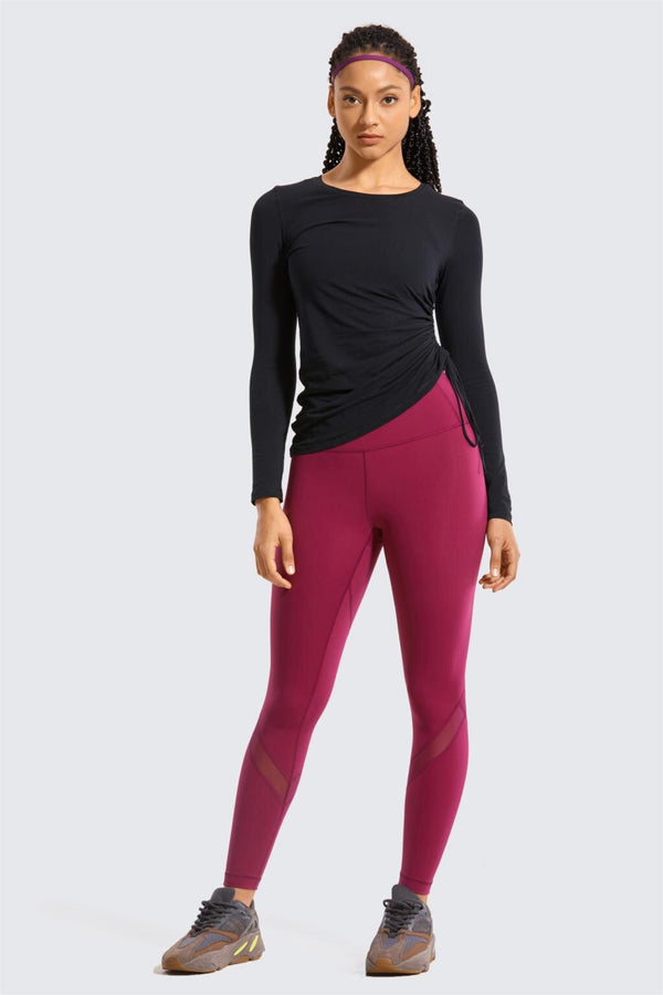 Women's Pima Cotton Workout Shirts Long-Sleeve T-Shirt Crewneck Athletic Top Gym