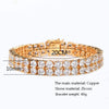 Mens Zircon Tennis Bracelet Chain Charm Hip Hop Style Fashion Jewelry Iced Finish 2 Row Gold Color Tone AAA CZ Bracelet Link 8" | Vimost Shop.