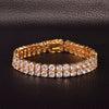 Mens Zircon Tennis Bracelet Chain Charm Hip Hop Style Fashion Jewelry Iced Finish 2 Row Gold Color Tone AAA CZ Bracelet Link 8" | Vimost Shop.