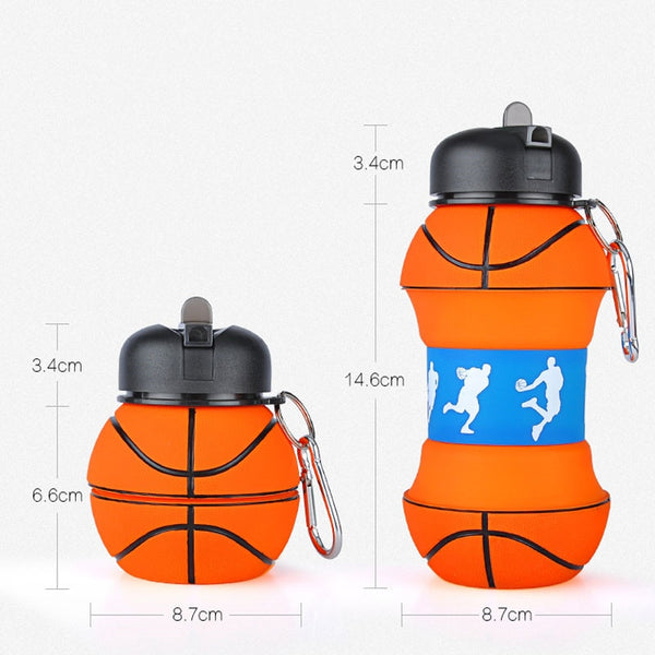 Sports Fold Water Bottle Football Basketball Tennis Leakproof Portable Silica gel Kettle Travel Office School Kids Water Bottle | Vimost Shop.