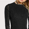 Glitter Form Fitting Tee Dress Black Women Dress Long Sleeve Sexy Bodycon Dress Autumn Elegant T-shirt Dress | Vimost Shop.