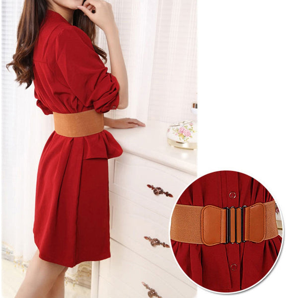 Women Belt Stretch Wide Waist Belts Metal Buckle Leather Strap Female Apparel Accessories Dress Waist Summer ceinture femme #L20 | Vimost Shop.