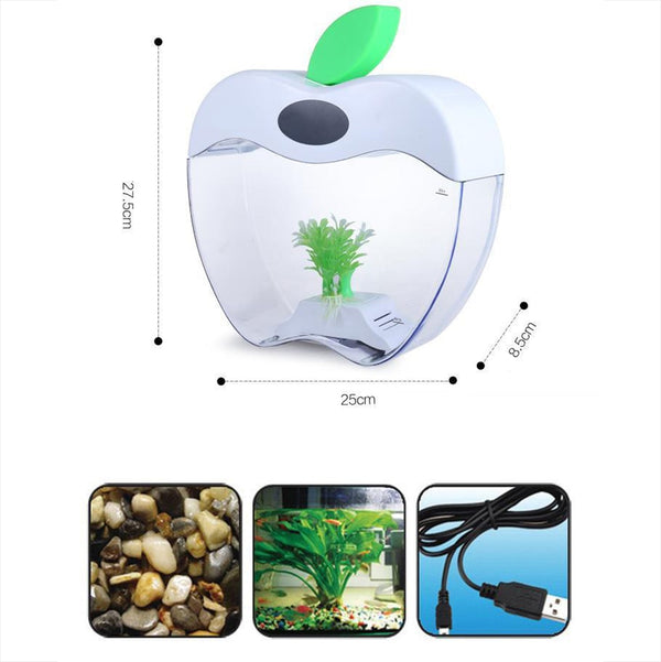 Aquarium USB Mini Aquarium with LED Night Light LCD Display Screen and Clock Fish Tank Personalise Aquarium Tank Fish Bowl D20 | Vimost Shop.