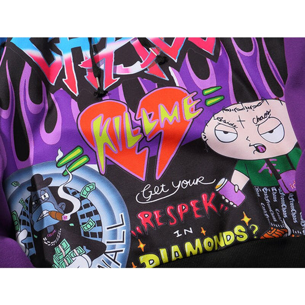 Men Fake 2 Pieces Hoodies For Men Letter Graffiti Harajuku High Street Style Oversize Hip Hop Fleece Couple Sweatshirt