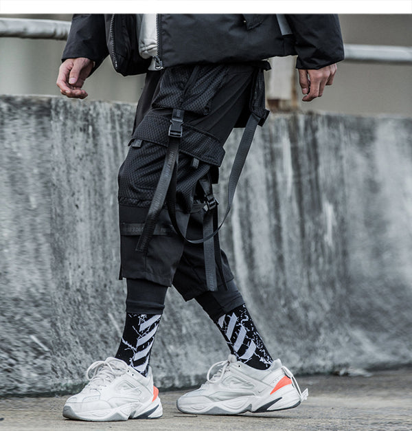 Ribbons Multi Pockets Cargo Pants Men Harajuku Casual Track Trouser Hip Hop Streetwear Techwear Pants Joggers Men | Vimost Shop.