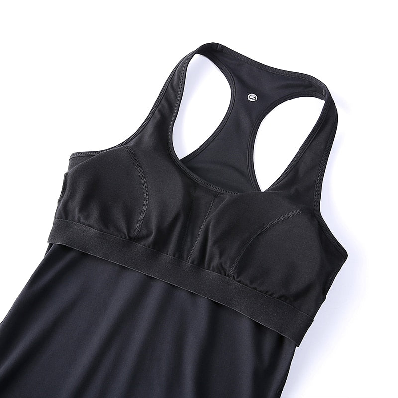 Women's Yoga Brushed Tank Tops with Built in Bra Racerback Activewear Sports Shirts