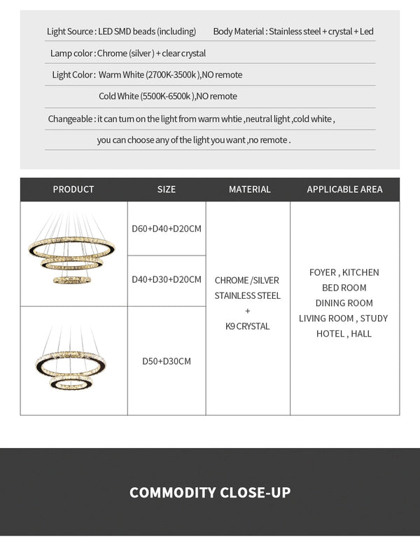 Modern K9 Crystal Led Chandelier Lights Home Lighting Chrome Lustre Chandeliers Ceiling Pendant Fixtures  For Living Room | Vimost Shop.