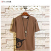 Funny Anime Cat Print O-Neck Fitness Black Tshirt Men White Oversized Hip-hop Cotton Tees Male Summer Streetwear Fashion T shirt | Vimost Shop.