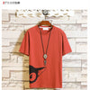 Funny Anime Cat Print O-Neck Fitness Black Tshirt Men White Oversized Hip-hop Cotton Tees Male Summer Streetwear Fashion T shirt | Vimost Shop.
