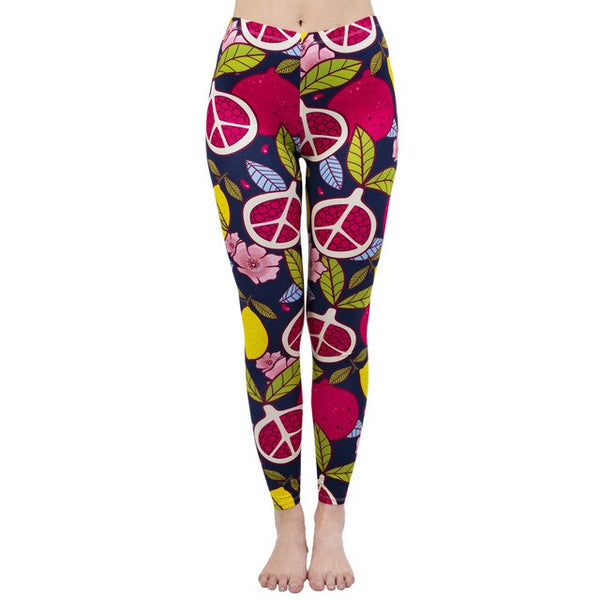 Fashion Women Legging Pink Tropics Printing With Multicolor Pattern Leggins High Elasticity Legins Fitness Pants Leggings | Vimost Shop.