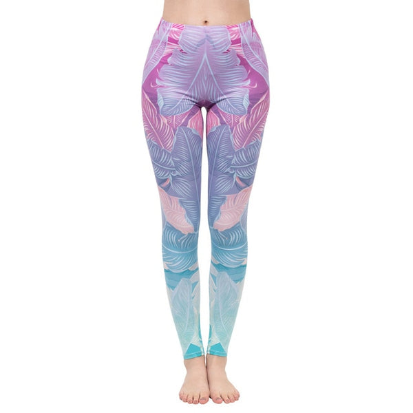 Fashion Women Legging Pink Tropics Printing With Multicolor Pattern Leggins High Elasticity Legins Fitness Pants Leggings | Vimost Shop.
