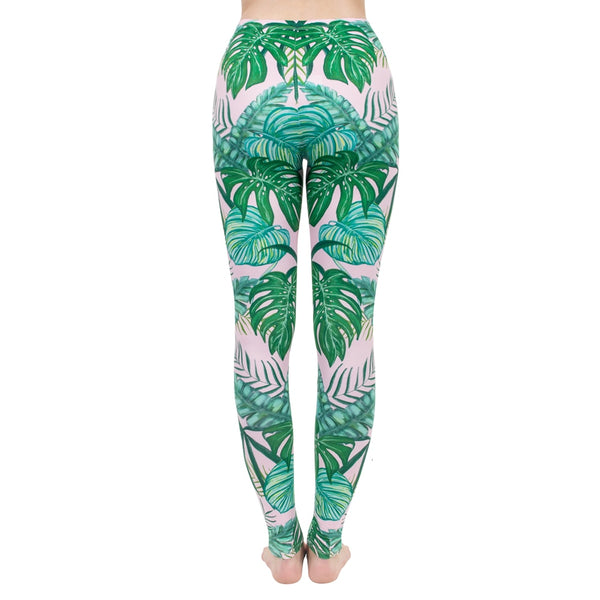 Fashion Women Legging Pink Tropics Printing With Multicolor Pattern Leggins High Elasticity Legins Fitness Pants Leggings | Vimost Shop.