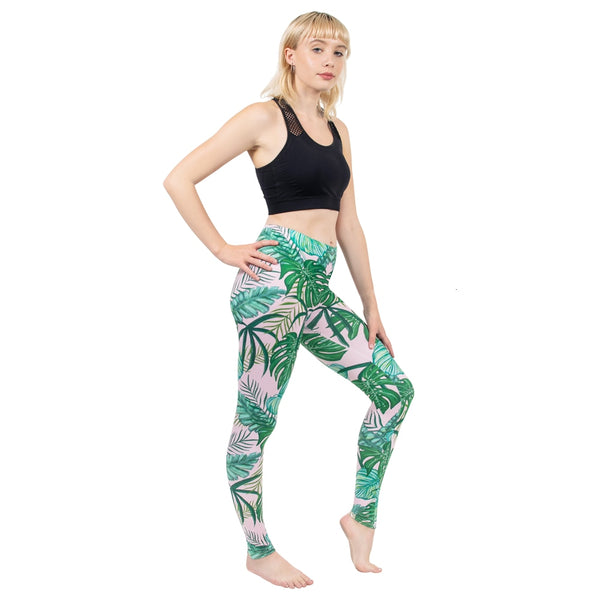 Fashion Women Legging Pink Tropics Printing With Multicolor Pattern Leggins High Elasticity Legins Fitness Pants Leggings | Vimost Shop.