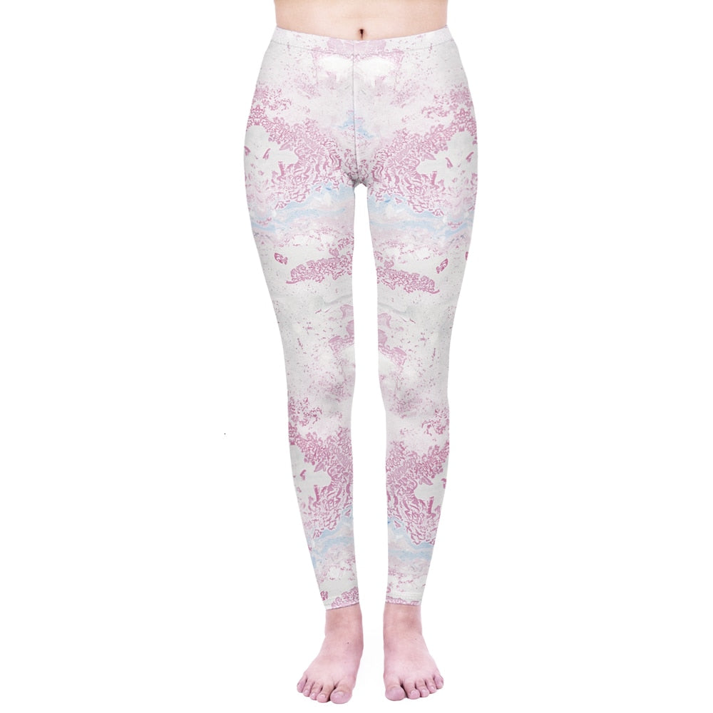Fashion Women Legging Pink Tropics Printing With Multicolor Pattern Leggins High Elasticity Legins Fitness Pants Leggings | Vimost Shop.