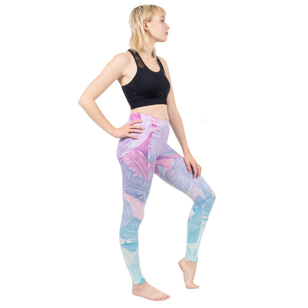 Fashion Women Legging Pink Tropics Printing With Multicolor Pattern Leggins High Elasticity Legins Fitness Pants Leggings | Vimost Shop.