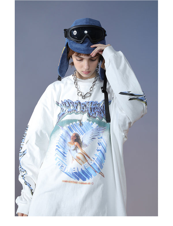 Men Hip Hop T Shirt Streetwear Retro Angel Print Harajuku Tshirt | Vimost Shop.