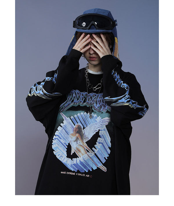 Men Hip Hop T Shirt Streetwear Retro Angel Print Harajuku Tshirt | Vimost Shop.