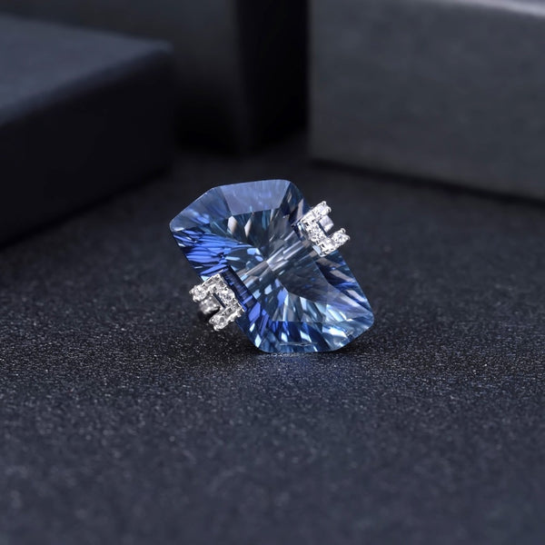 21.20Ct Natura Iolite Blue Mystic Quartz Gemstone Cocktail Rings 925 Sterling Silver Fine Jewelry for Women | Vimost Shop.