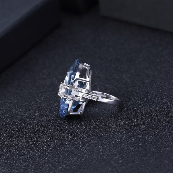 21.20Ct Natura Iolite Blue Mystic Quartz Gemstone Cocktail Rings 925 Sterling Silver Fine Jewelry for Women | Vimost Shop.
