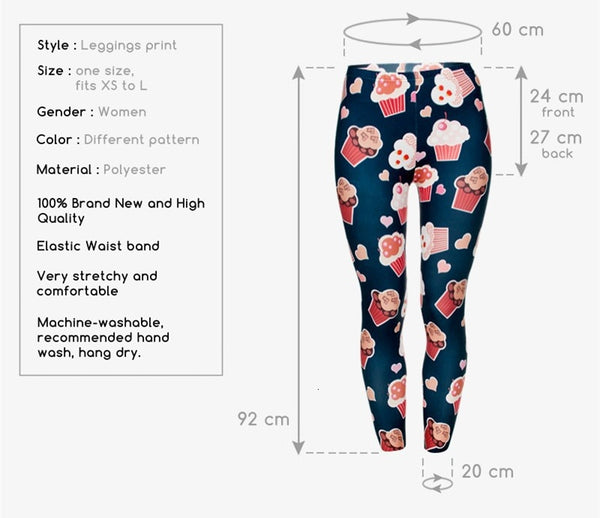 Muffins 3D Graphic Full Printing Women's Clothing teenage fitness Legging Sexy Punk Leggings Pants Workout | Vimost Shop.
