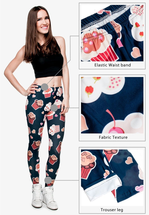 Muffins 3D Graphic Full Printing Women's Clothing teenage fitness Legging Sexy Punk Leggings Pants Workout | Vimost Shop.