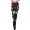 Halloween Sugar Skull Leggings For Women Girl Rose Print Fantastic Workout Party Ankle Pant | Vimost Shop.