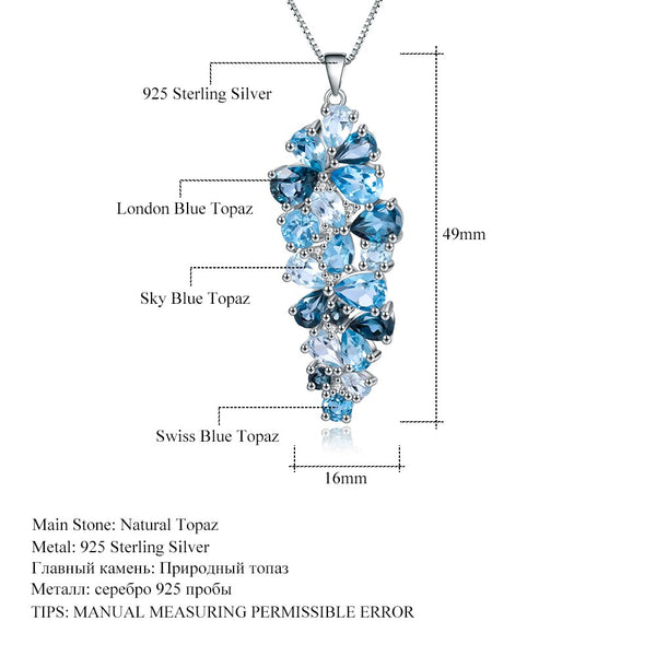 London Blue Topaz Swiss Blue Topaz Sky Blue Topaz Mix Gemstone Pendants For Women Gift Luxury Jewelry Accessories | Vimost Shop.