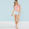 Layered Ruffle Detail Textured Bodysuit Summer Round Neck Ruffle Bodysuit Clothing | Vimost Shop.