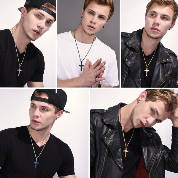 Jesus Piece Latin Cross Pendant Necklace Christmas Gift Gold Color 316L Stainless Steel For Men Chain Christian Jewelry | Vimost Shop.