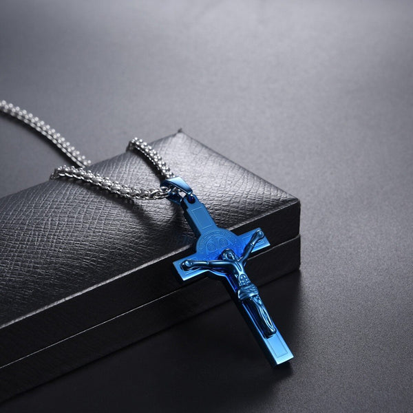 Jesus Piece Latin Cross Pendant Necklace Christmas Gift Gold Color 316L Stainless Steel For Men Chain Christian Jewelry | Vimost Shop.