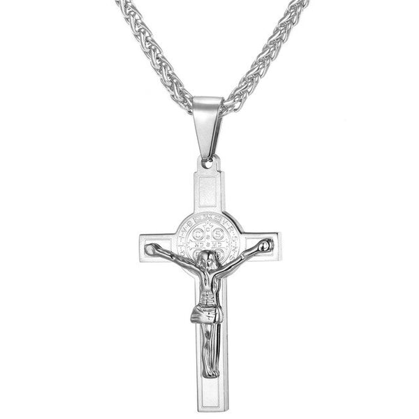 Jesus Piece Latin Cross Pendant Necklace Christmas Gift Gold Color 316L Stainless Steel For Men Chain Christian Jewelry | Vimost Shop.