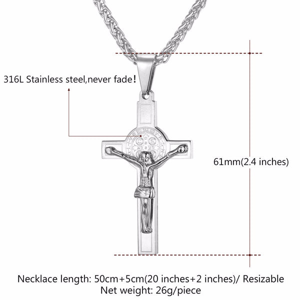 Jesus Piece Latin Cross Pendant Necklace Christmas Gift Gold Color 316L Stainless Steel For Men Chain Christian Jewelry | Vimost Shop.