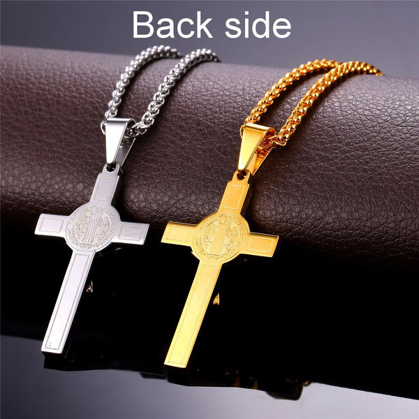 Jesus Piece Latin Cross Pendant Necklace Christmas Gift Gold Color 316L Stainless Steel For Men Chain Christian Jewelry | Vimost Shop.