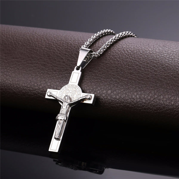 Jesus Piece Latin Cross Pendant Necklace Christmas Gift Gold Color 316L Stainless Steel For Men Chain Christian Jewelry | Vimost Shop.