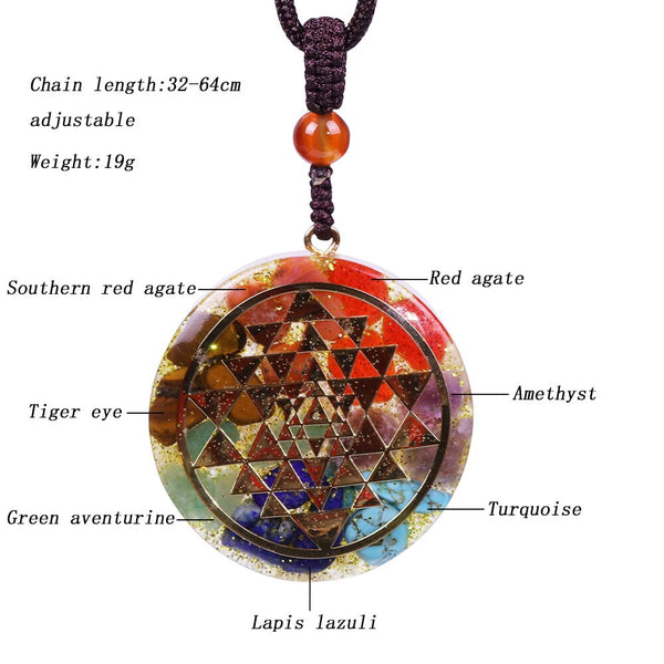 Sri Yantra Orgonite Pendant Necklace 7 Chakra Reiki Yoga Necklace Sacred Geometry Meditation Jewelry | Vimost Shop.