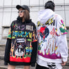 Hoodies Men Hip Hop Letter Print Men Pullover Cartoon Oversize Style Hooded Sweatshirt Lover High Street Streetwear