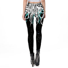 Hot Fashion Octopus Print Gothic Design Women Leggings High Quality Sexy Fitness Workout Ankle Pant