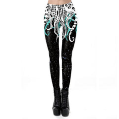 Hot Fashion Octopus Print Gothic Design Women Leggings High Quality Sexy Fitness Workout Ankle Pant