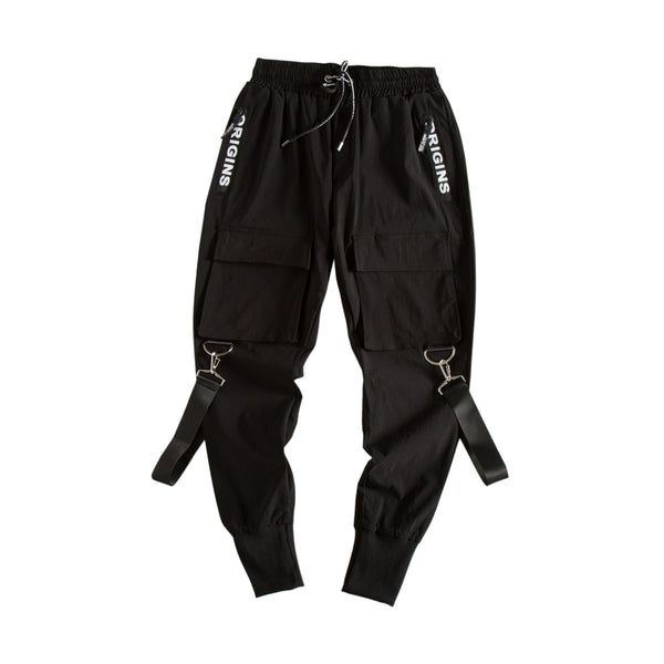 Streetwear Men Ribbons Color Block Black Pocket Cargo Pants  Harem Joggers Harajuku Sweatpant Hip Hop Trousers Casual Pants | Vimost Shop.