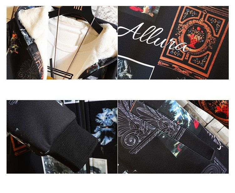 Fleece Jacket Winter Parkas Men 5XL Print Military Japanese Hooded Long Trench Coat Black Hip Hop Streetwear Thick Men's Jackets | Vimost Shop.