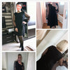 Elegant Womens Dresses Pearl Beading Mesh Sleeve Tunic Dress Autumn Black Boat Neck Long Sleeve A Line Dress | Vimost Shop.