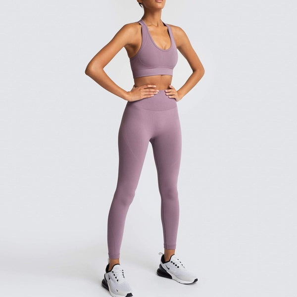 Seamless Gym Set Nylon Woman Sportswear 2 Piece Exercise Leggings Padded Sports Bras Women Fitness Wear Yoga Sets Sports Suits | Vimost Shop.
