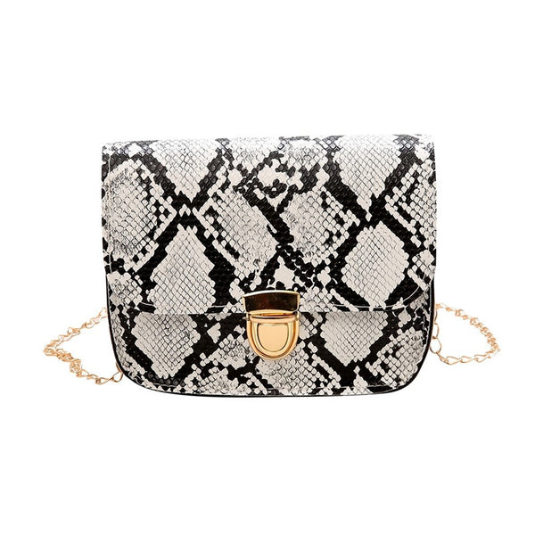 Women Snake Pattern Fashion Shoulder Messenger Bag Casual Chain Small Square Bag Female Luxury Wild Bag Bolso femenino | Vimost Shop.