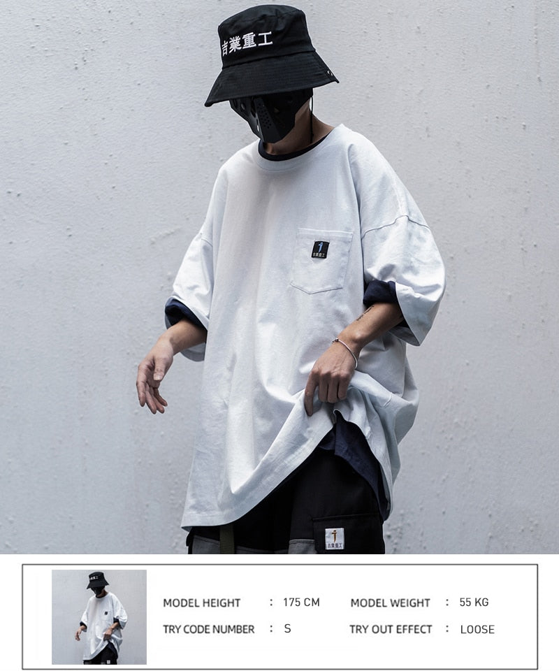 Japanese Style Streetwear T Shirt Men Hip Hop Casual Short Sleeve Summer Fashion Casual Male Techwear Tshirt | Vimost Shop.