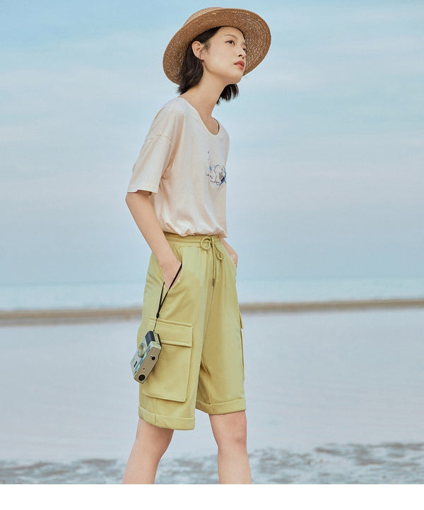 Loose Literary All-match Pure Cotton Printed Short Sleeve T-shirt | Vimost Shop.