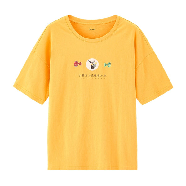 Pure Cotton Cute Chinese Printed All-match T-shirt | Vimost Shop.