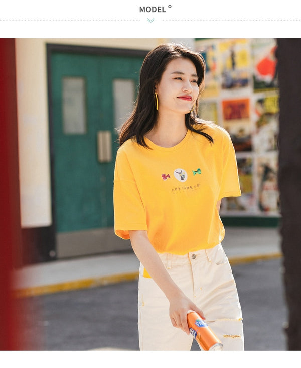 Pure Cotton Cute Chinese Printed All-match T-shirt | Vimost Shop.