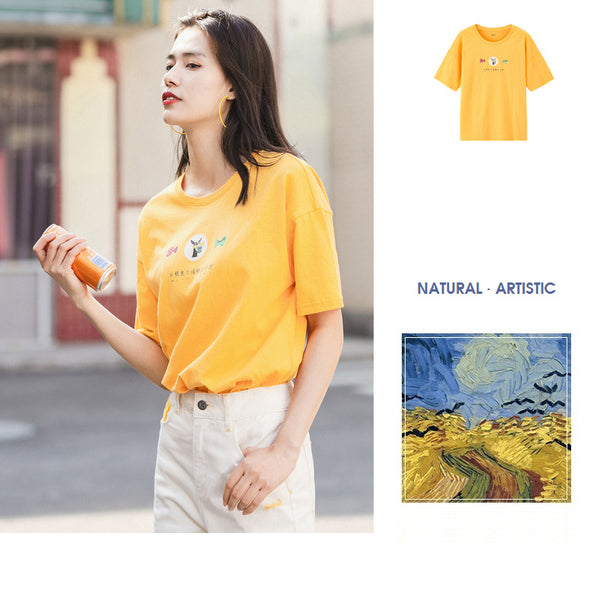 Pure Cotton Cute Chinese Printed All-match T-shirt | Vimost Shop.