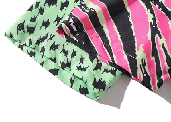 Men Hawaiian Shirt Zebra Stripe Leopard Print Patchwork | Vimost Shop.