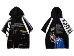 Hip Hop Cool Boy Letter Print Mens T Shirt Harajuku  Fashion Streetwear Hooded Tops Tees Cotton Short Sleeve